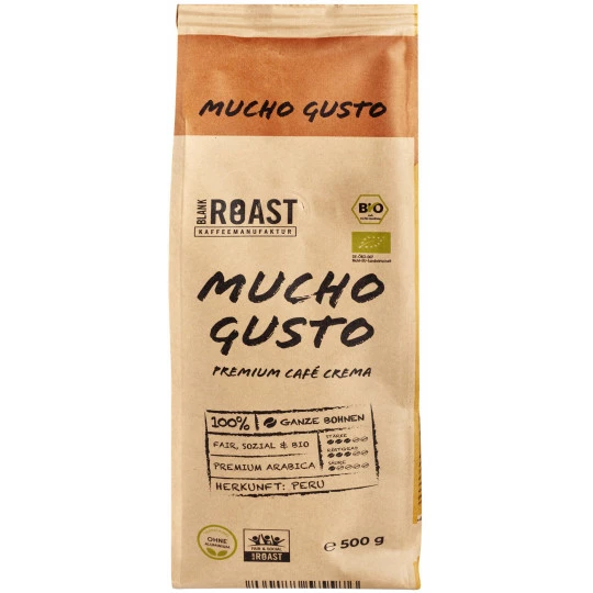 Bio Blank Roast Mucho Gusto Crema Bohnen 500G 1 Bio Blank Roast Mucho Gusto Crema Bohnen 500G