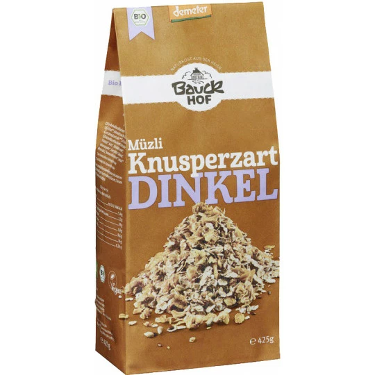 Bauckhof Demeter Bio Müzli Knusperzart Dinkel 425G 1 Bauckhof Demeter Bio Müzli Knusperzart Dinkel 425G