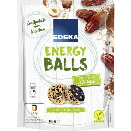EDEKA Energy Balls Datteln Haselnuss Kakao 145G 1 EDEKA Energy Balls Datteln Haselnuss Kakao 145G