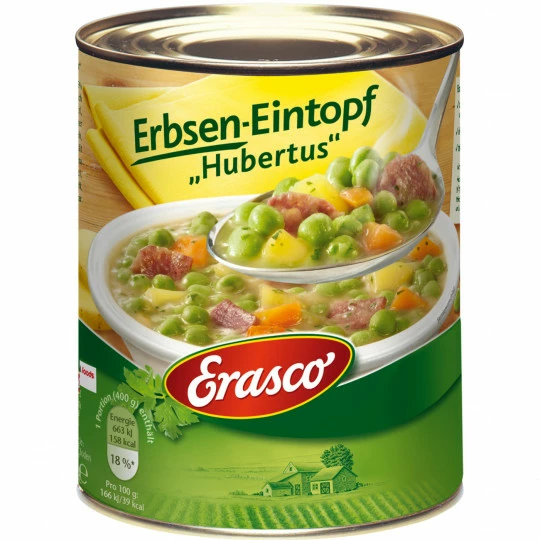 Erasco Erbsen-Eintopf Hubertus 800G 1 Erasco Erbsen-Eintopf Hubertus 800G