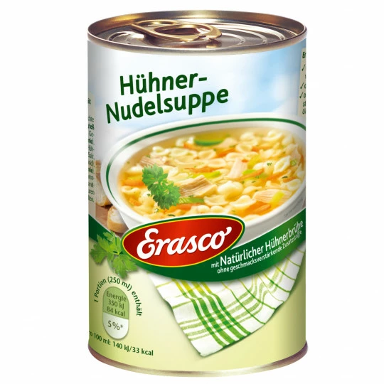Erasco Hühner-Nudelsuppe 390ML 1 Erasco Hühner-Nudelsuppe 390ML