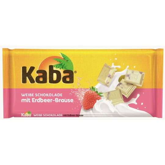 Kaba Weiße Schokolade Mit Erdbeer-Brause 85G 1 Kaba Weiße Schokolade Mit Erdbeer-Brause 85G