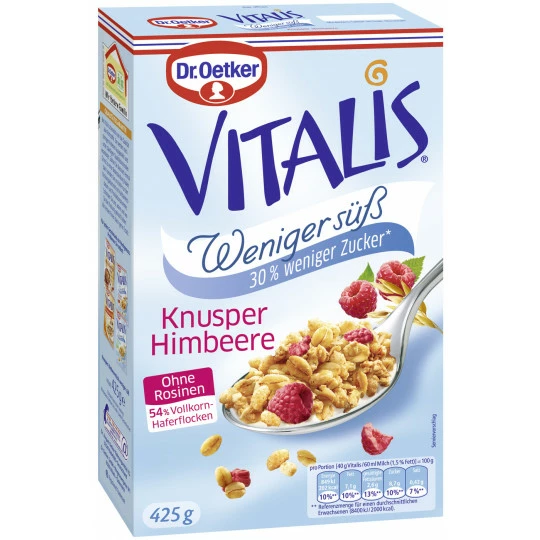Dr. Oetker Vitalis Knusper Himbeer Weniger Süß 425G 1 Dr. Oetker Vitalis Knusper Himbeer Weniger Süß 425G